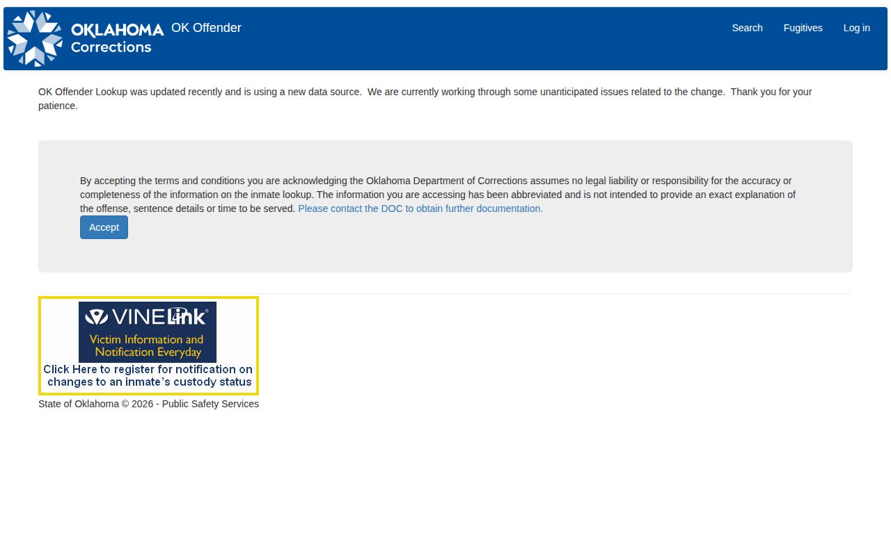 Love County released inmate ODOC offender search interface